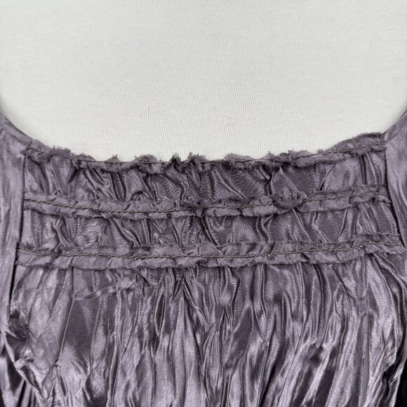 Max Studio Womens Petite Blouse XSP Crinkle Texture Purple Long Sleeve Polyester - Picture 8 of 9